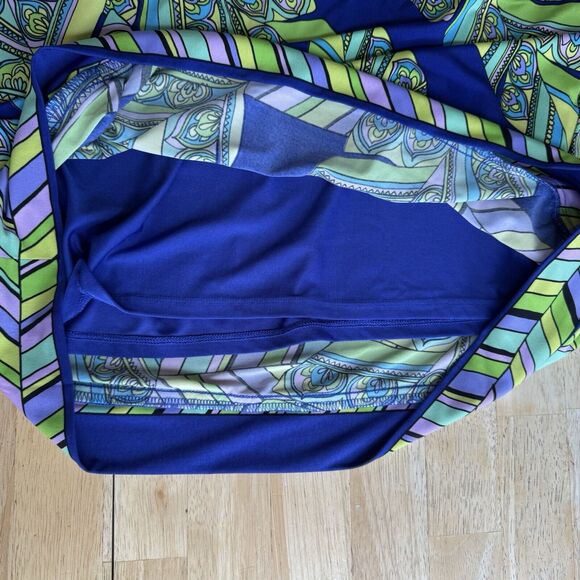 Trina Turk Tilly Print Jersey V Neck 3/4 Sleeve Shift Mod Dress Paisley Size 8 - Picture 7 of 13